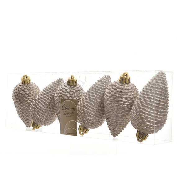 Sh.Prf Pinecone Glit W Hanger Pearl Dia4.5X8Cm