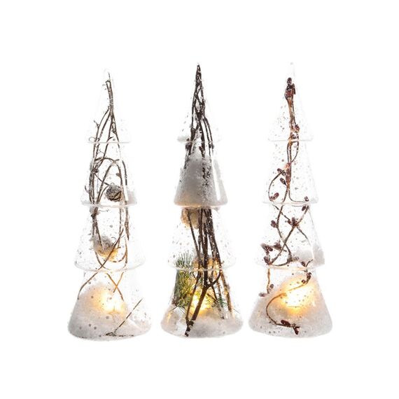 Glass Tree W Led W Nature 3Ass Natural Dia9X35Cm-2L