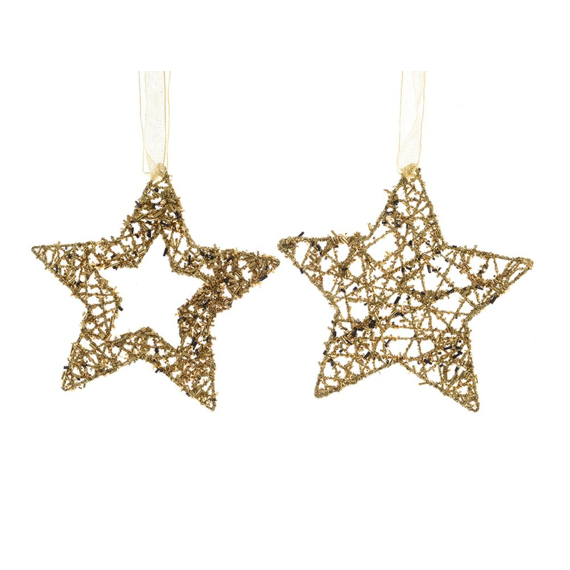 Iron Star With Beads 2Ass Gold Dia15Cm