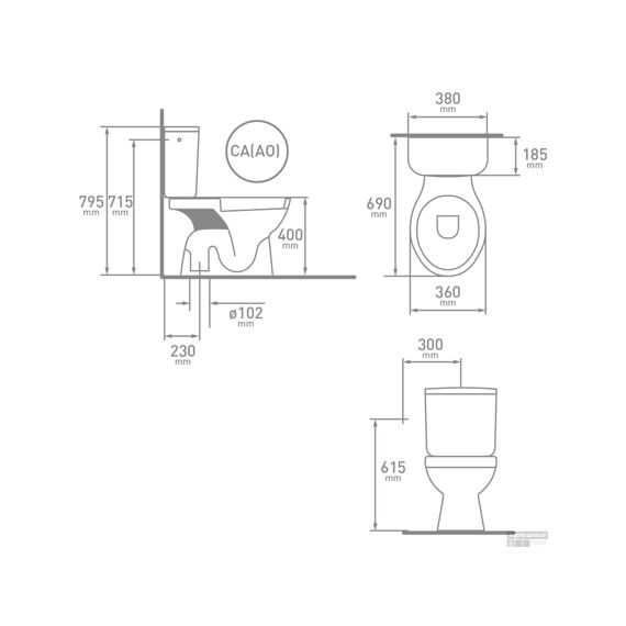 Geberti Herat Wc Pack Vloeraansluiting 23Cm