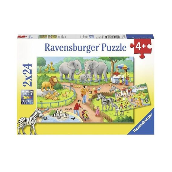 Ravensburger Puzzel 2X24 Stuks Een Dag In De Dierentuin