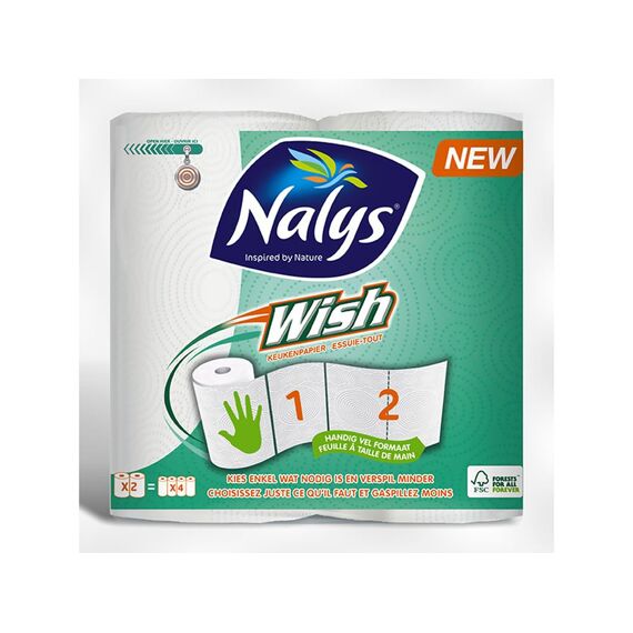 Nalys Huishoudpapier Wish 2Rollen/130 Vellen