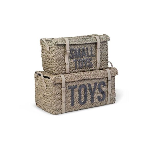 Rattan Basket + Belt Toys+Little Toys Set Of 2
