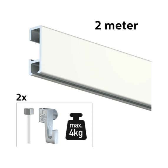 All-in - One Kit 1x2m Click Rail - Wit - Ral 9010
