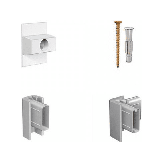 Service Set Alu.-6x Clips/6 Schroeven/6 Pluggen/2 Eindkap/1 Hoekverbind.