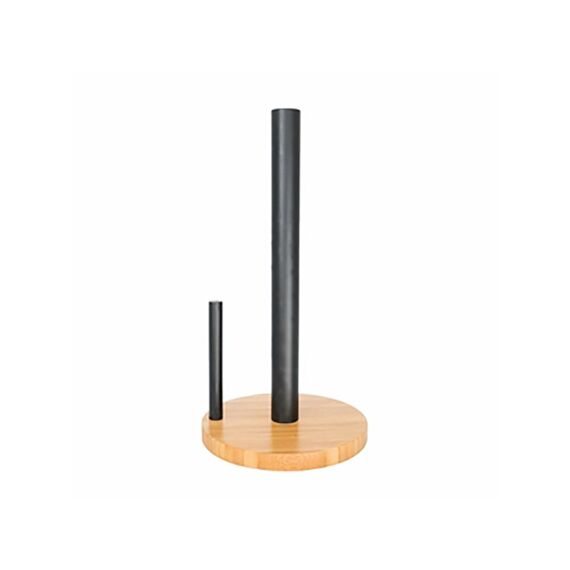 Point-Virgule Keukenrolhouder Uit Bamboe Zwart D15Xh29Cm
