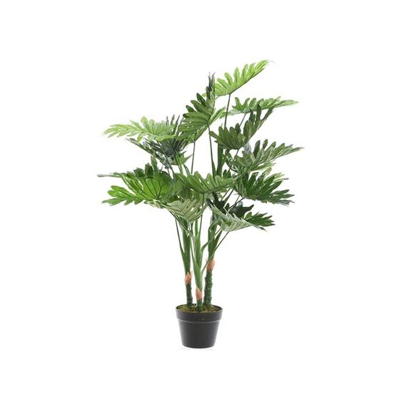 Philodendron Plastic Pot 3 Stelen - 22 Bladeren 100Cm Groen