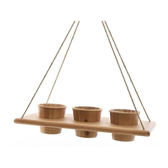 Hangtray Vurenhout 3 Planters 29X65X14Cm Naturel