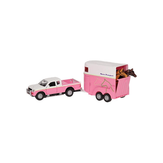 Kids Globe Mitsubishi Met Paardentrailer Die Cast Roze 27Cm