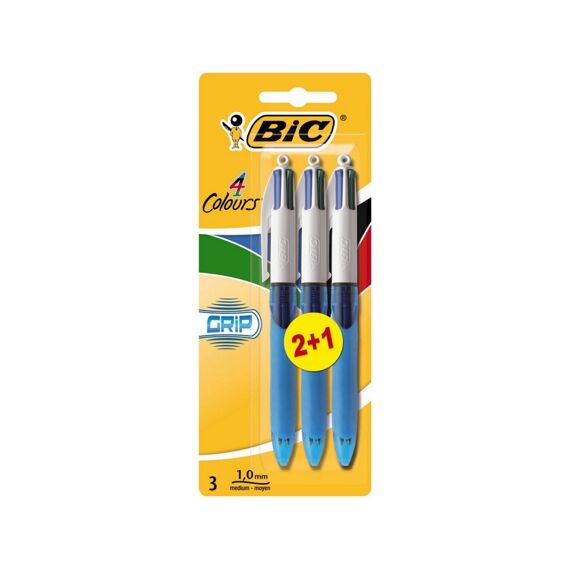 Bic 4 Kleuren Balpen Grip 2+1 Gratis