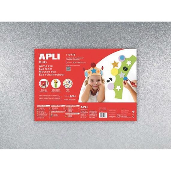 Apli Glitter Schuimrubber 400X600Mm Silver Per Stuk