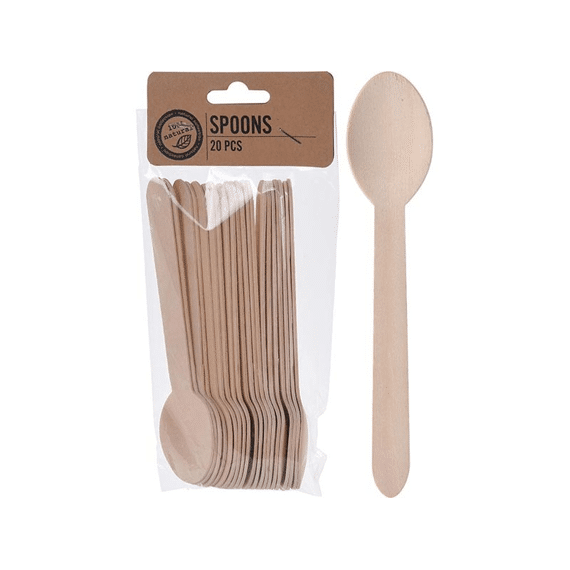 Lepelset Hout Set 20Dlg 16.5Cm
