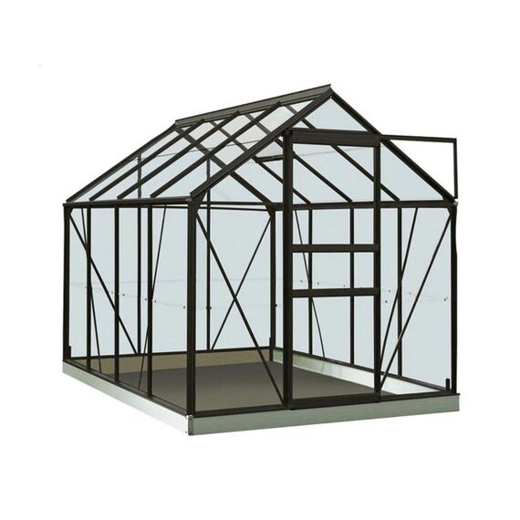 Serre Intro Grow - Ivy - 5,0M² Zwart Ral9005 Gehard Glas 3Mm - 1,93M X 2,57M X H1,21M/1,95M