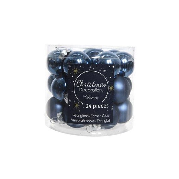 Kerstbal Glas Glans-Mat Dia2.5Cm Nacht Blauw