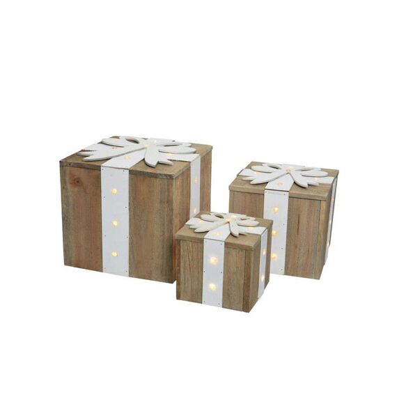 Led Giftboxen Hout S3Warm Wit