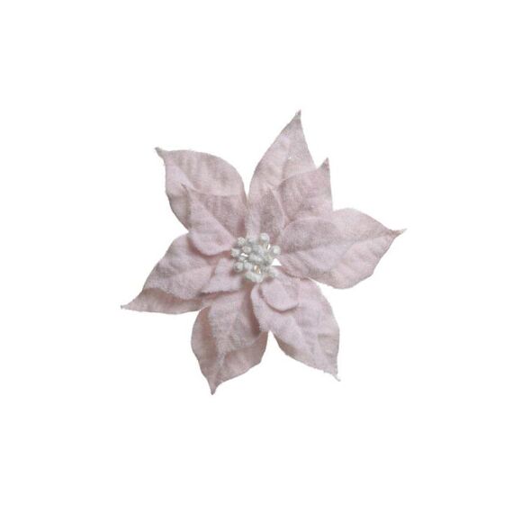 Poinsettia Zijde Clip Sneeuw Met Sneeuw Finish Dia28Cm Creme