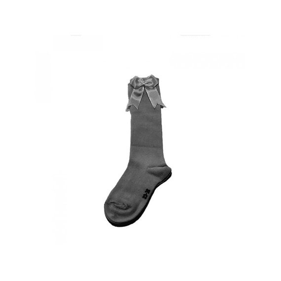 3Q Sock Satin Bow Grey Melange Med 35/38 2-Pack
