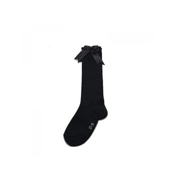3Q Sock Satin Bow Black 35/38 2-Pack
