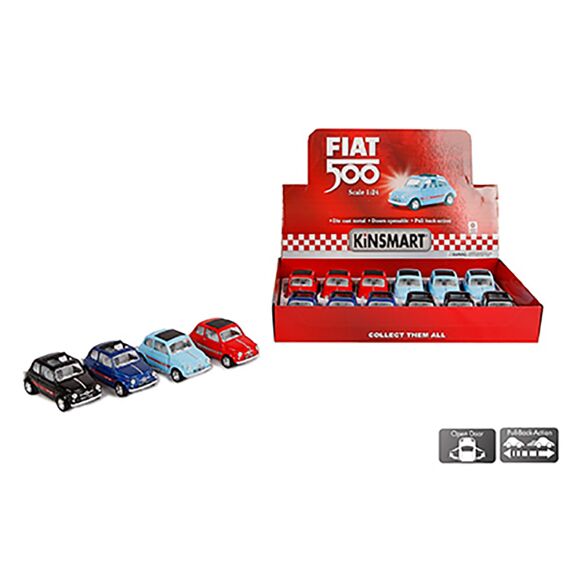 Die Cast Pull Back Fiat 500 4Ass.