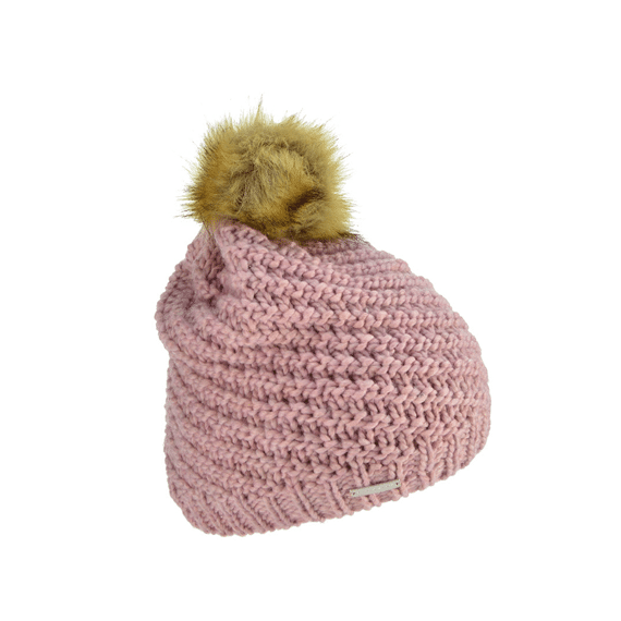 Seeberger W18 Beanie Stefanie With Fake Fur Pompom Sandalwood