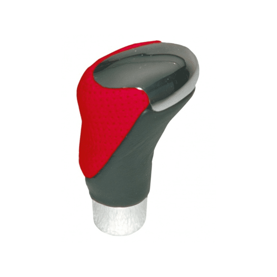 Pookknop Chroom/Zwart-Rood Leder