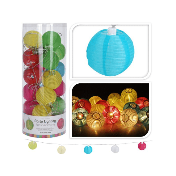 Feestverlichting 5Assortiment Prijs Per Stuk Klr Set 20Led Lengte 10,75M  Lampion 7Cm