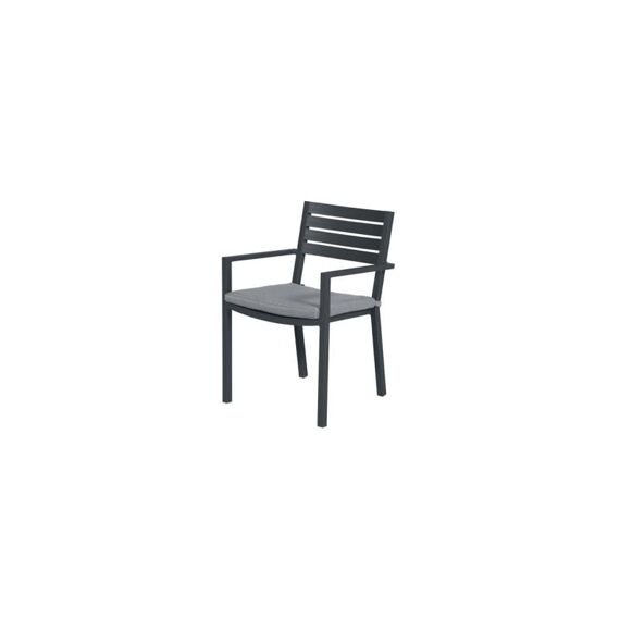 Oklahoma Dining Fauteuil Alu Carbon Black Incl Kussen Licht Grijs