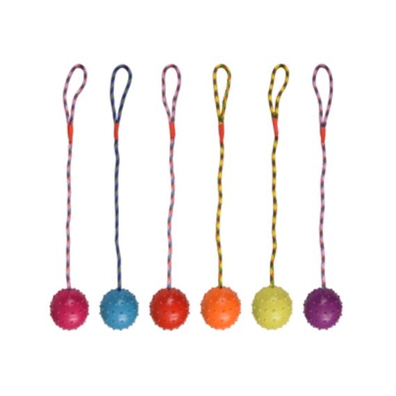 Flamingo Hs Rubber Bal Met Bel+Touw 8Cm Assortiment Per Stuk