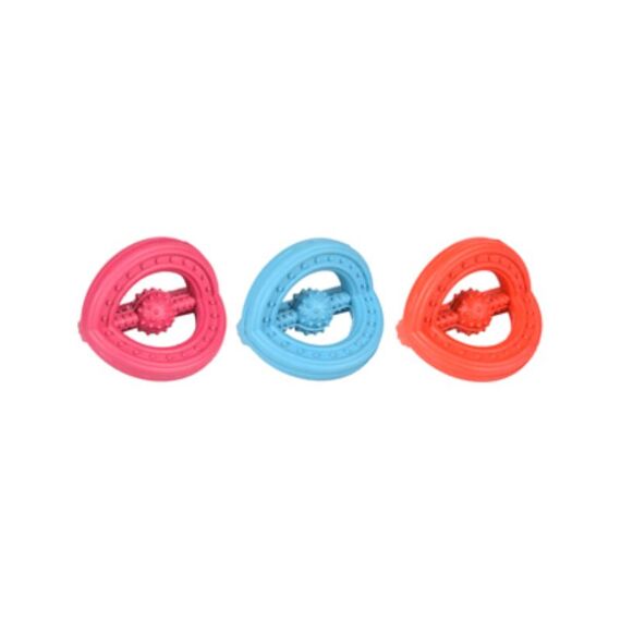 Flamingo Hs Rubber Ruffus Tri-Ring Fuchsia/ Blauw/Rood 9Cm Assortiment Per Stuk