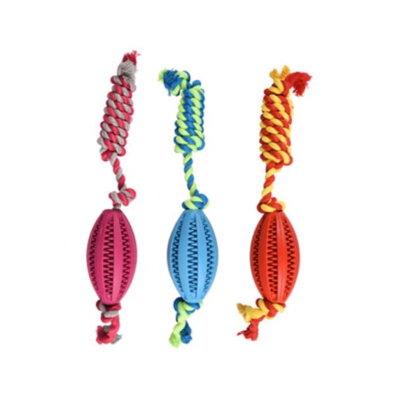 Flamingo Rubber Dental Rugby Bal Koord 11Cm Assortiment Per Stuk