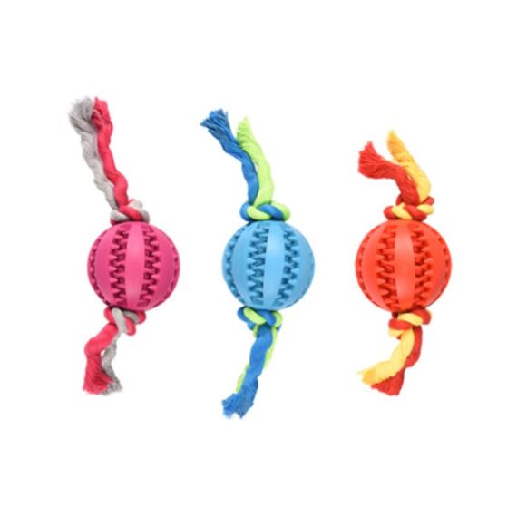 Flamingo Rubber Dental Bal Met Koord 7Cm Assortiment Per Stuk