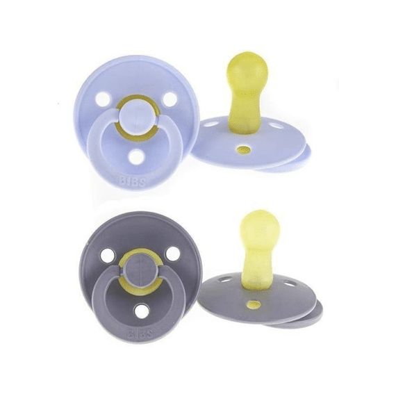 Bibs Fopspeen T2 6-18M 2-Pack Color Latex/Rond Iron/Baby Blue
