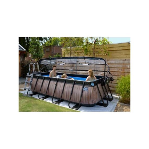 Exit Zwembad Rechthoekig Frame Pool 4X2X1M Premium Timber Style + Overkapping