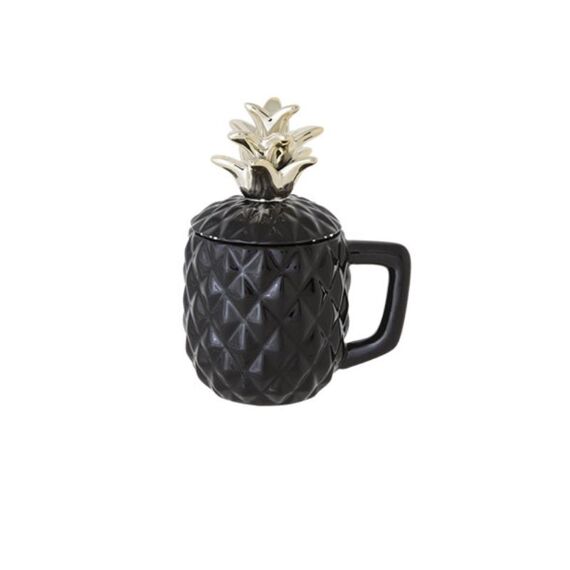 Pineapple Black Deco Beker D9Xh10-17.5Cm