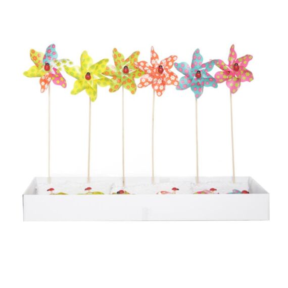 Windmolen Color Bloemen D9Cm L26Cm Set12