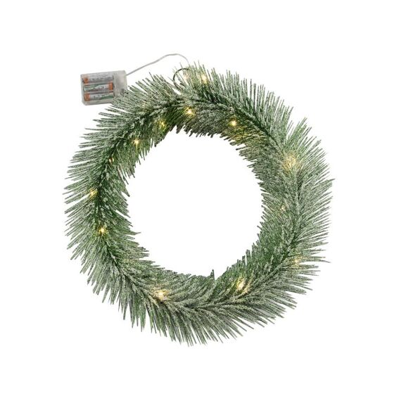 Kerstkrans 20Led 40Cm Groen 3Xaa Exclusief