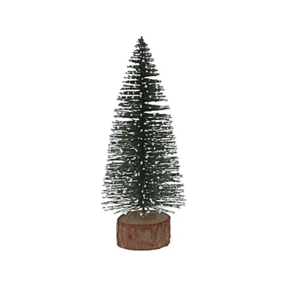 Kerstboompje Met Houten Voet, 10X10X25Cm, Groen Met Sneeuw