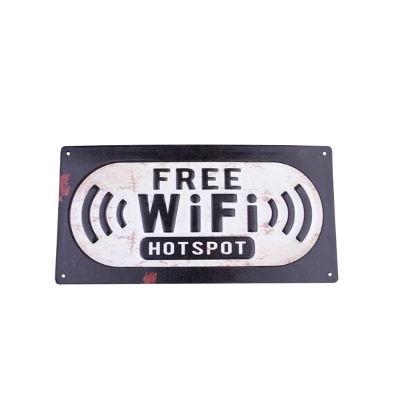 Mural Free Wifi Metal Black-White 15X30Cm