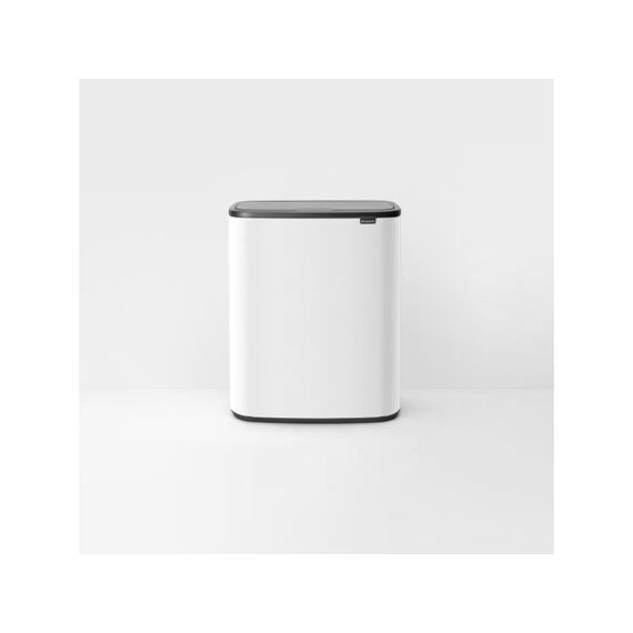 Bo Touch Bin Afvalemmer 60 Liter Met Kunststof Binnenemmer White