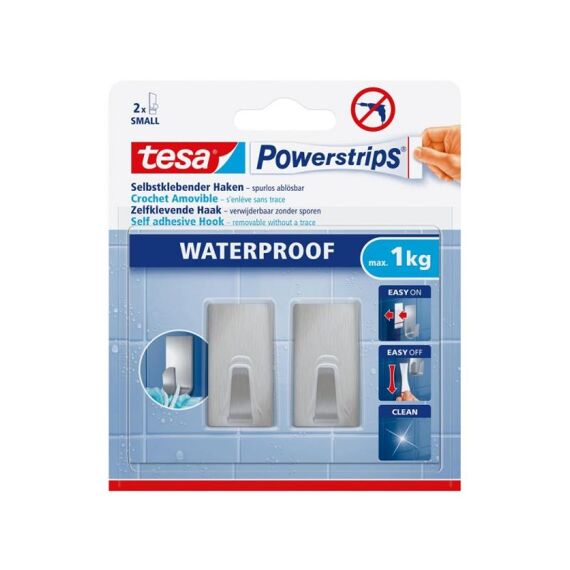 Tesa Powerstrips Waterproof - Haken Rvs Rechthoekig Small