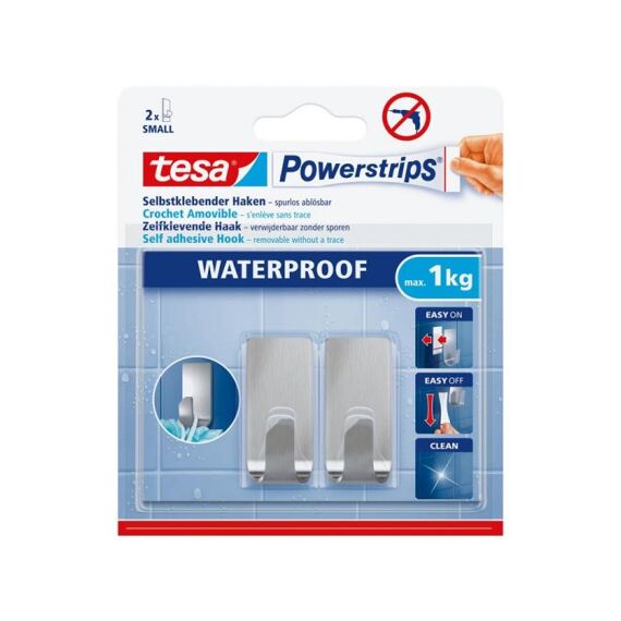 Tesa Powerstrips Waterproof - Haken Rvs Rechthoekig Small