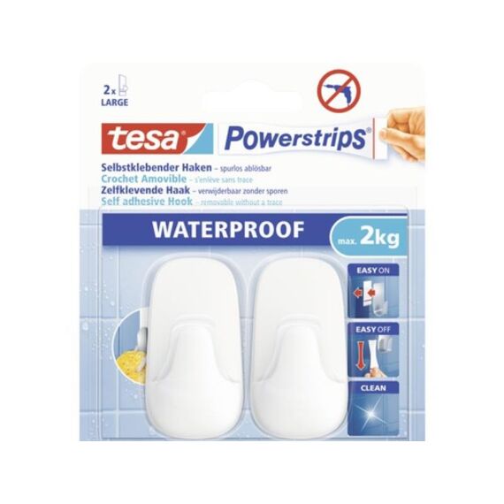 Tesa Powerstrips Waterproof - Haak Wit Large