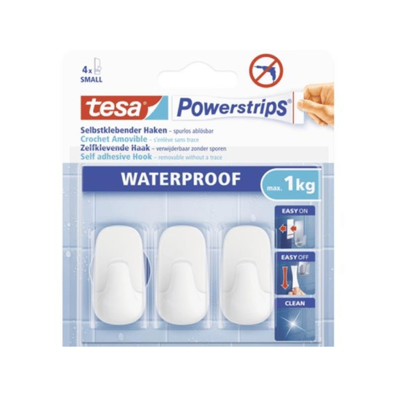 Tesa Powerstrips Waterproof - Haken Wit Small