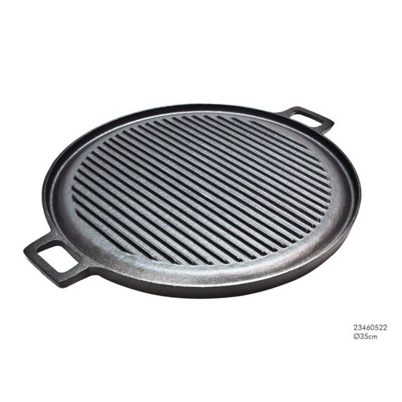 Grillplaat Gietijzer 30Cm 2 Zijden Vlak En Ribbel