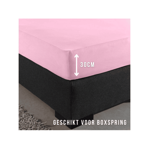 Hoeslaken Katoen 180x200+30 Rose