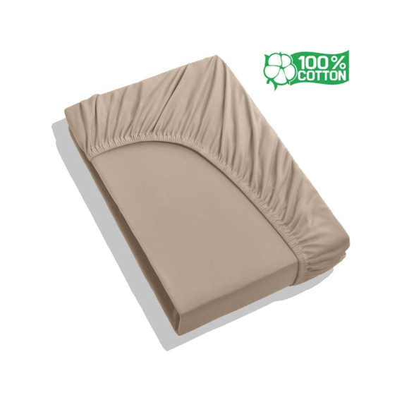 Hoeslaken Katoen 180x200+30 Taupe