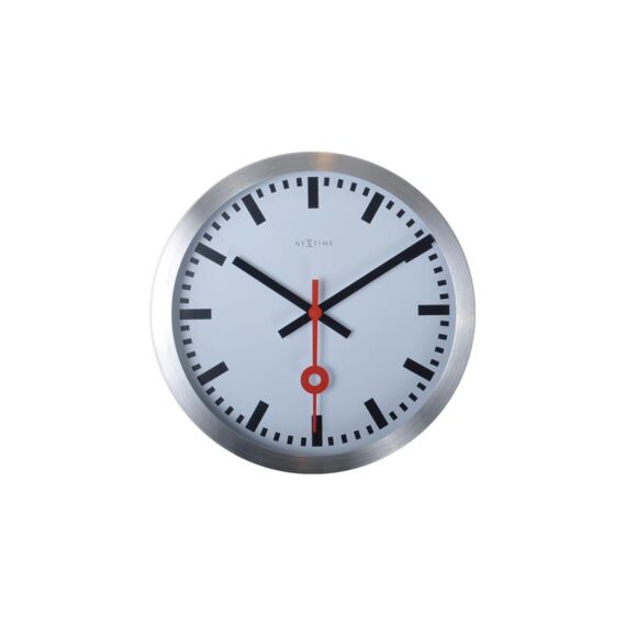 Nextime Wall Clock - Ø 19 Cm - Aluminium - Brushed - 'Station'