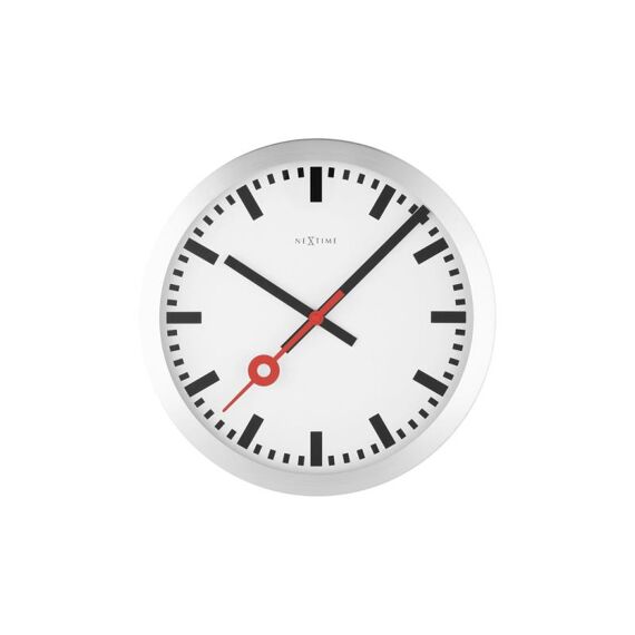 Nextime Wall Clock - Ø 34.8 X 4.5 Cm - Aluminium - Brushed - 'Station'