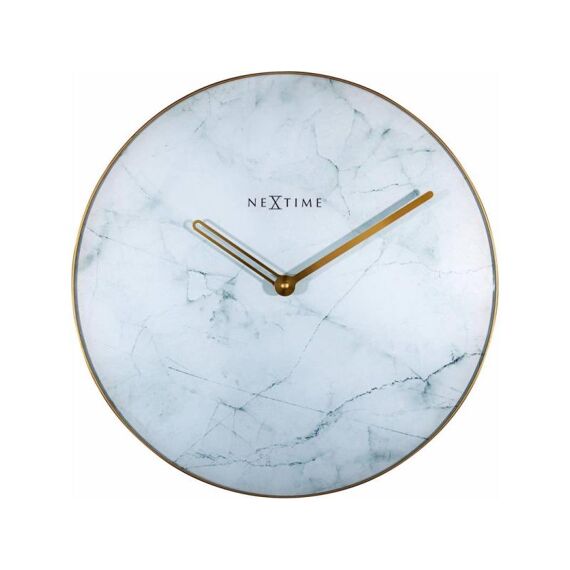 Nextime Wall Clock - Ø 40 Cm - Glass / Metal - White - 'Marble'