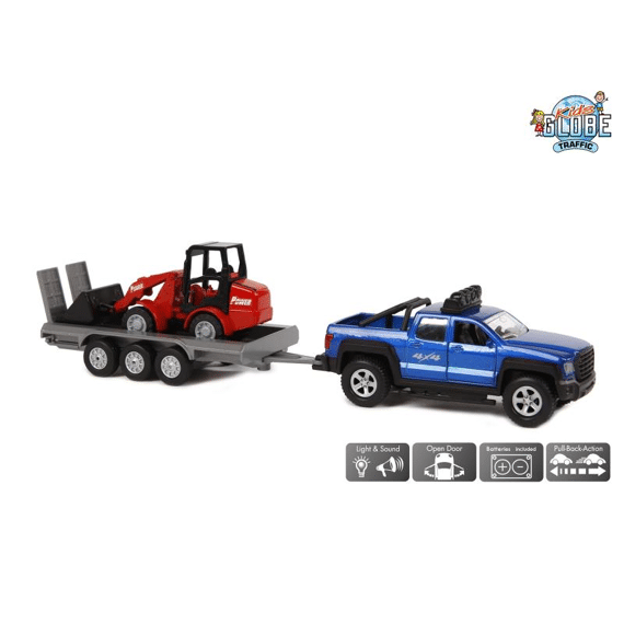 Kids Globe Terreinwagen Aanhanger En Shovel Licht Geluid 30Cm